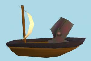 Cannon Boat boat, cannon, sailboat, watercraft, ship, vessel, sail, sea, maritime, lowpoly